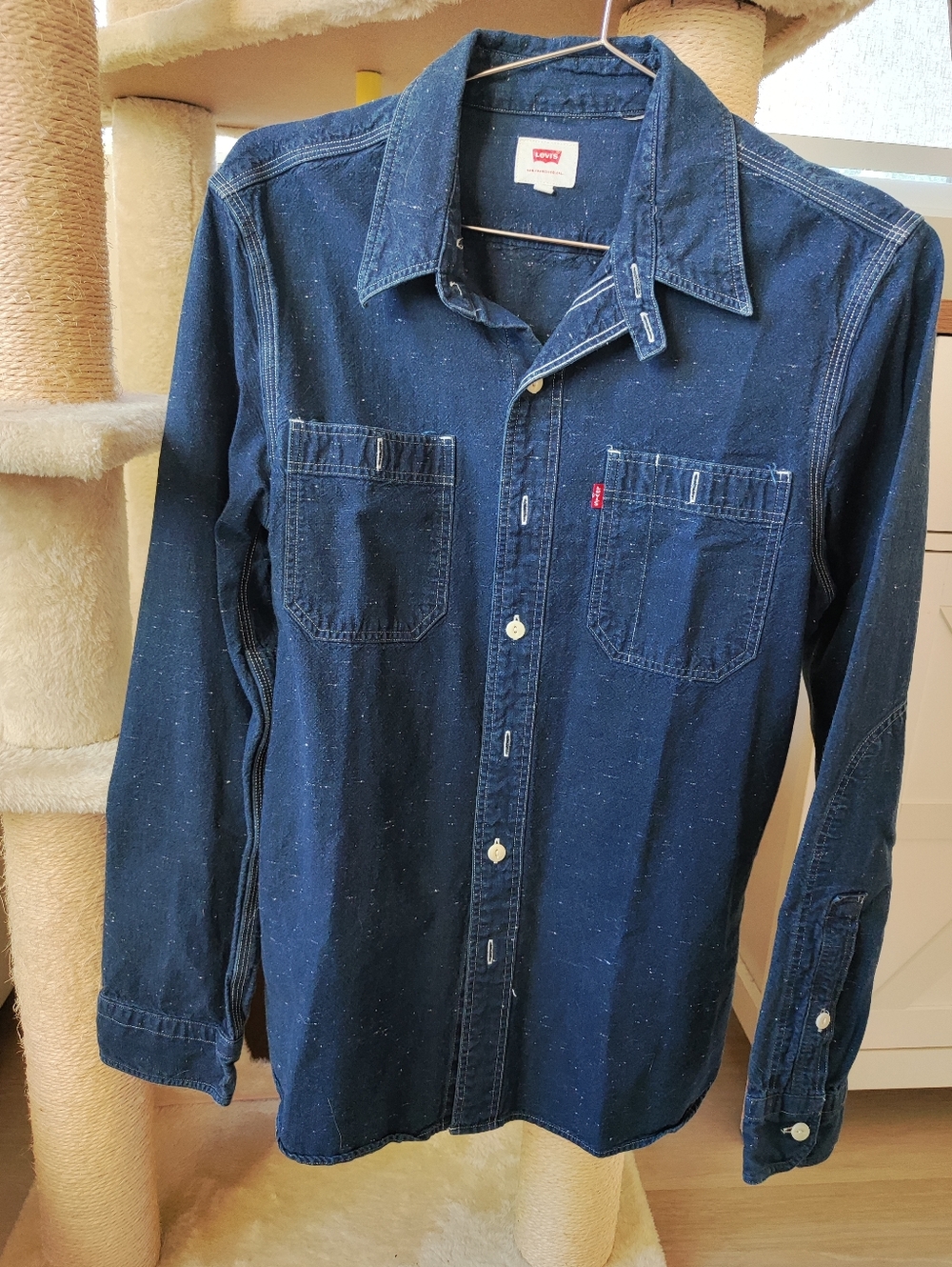 Levi's Navy Blue Speckled Button-Down Shirt